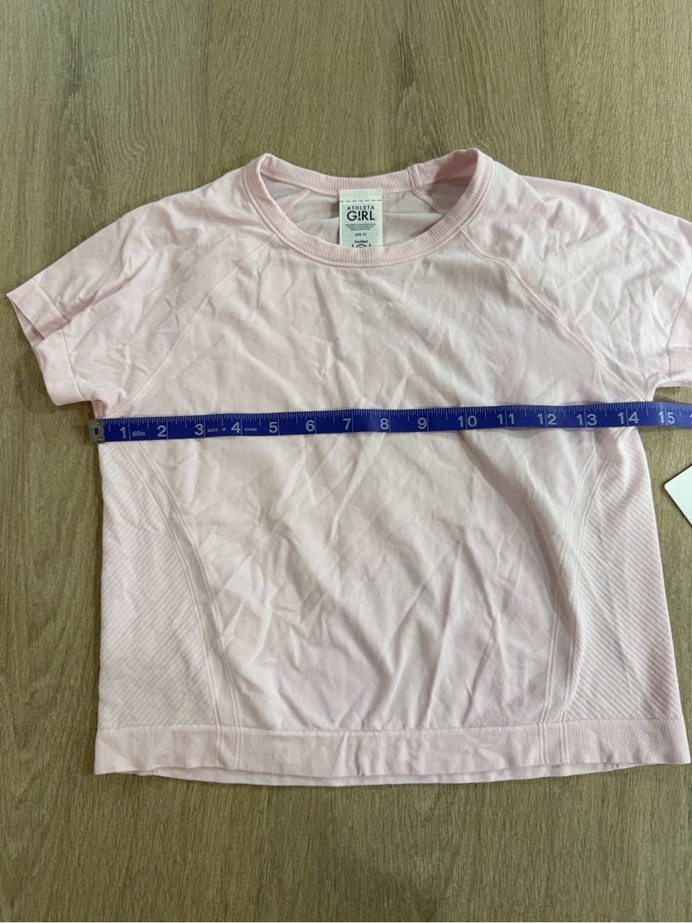 NWT Athleta Girl Power Up Sport Length Tee Pink Seamless Active Top M 8-10 - Picture 8 of 9